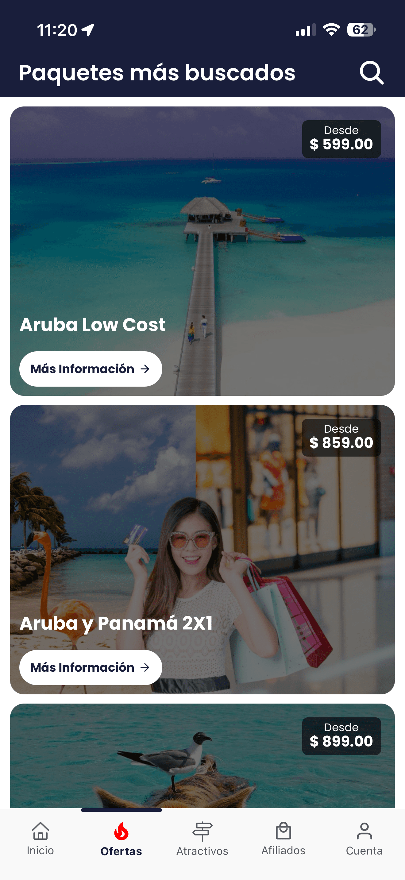 Pantalla de tours de American Touring